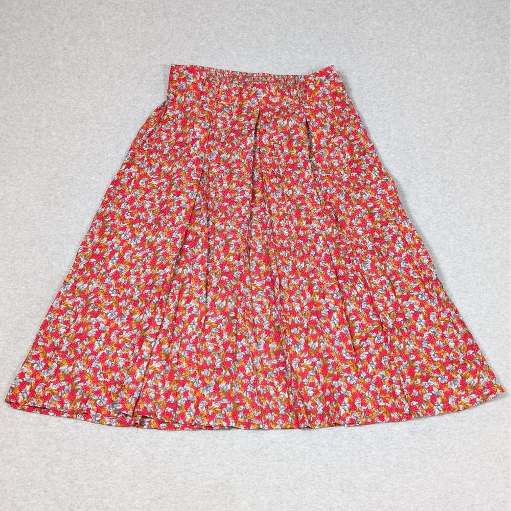 Vintage SK & Company Midi Pleated Skirt Size 12 Floral Stretch Boho Cottagecore